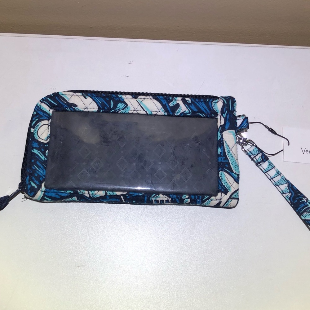NWT Vera Bradley RFID Tech Wristlet & Phone Case Nautical Print Fabric